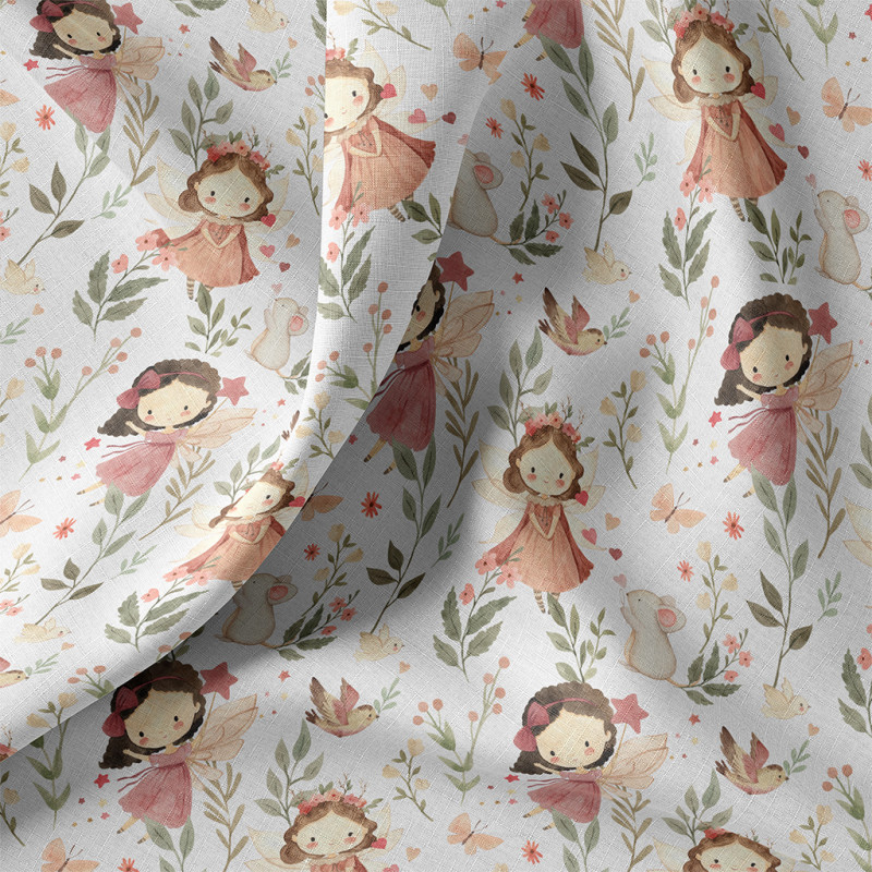 Printed Cotton MAIWENN White / Pink